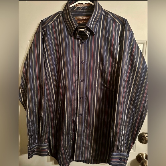 Men’s Forsyth Of Canada Button Down Shirt Vertical Stripe Blue Green Size Large - Picture 1 of 4